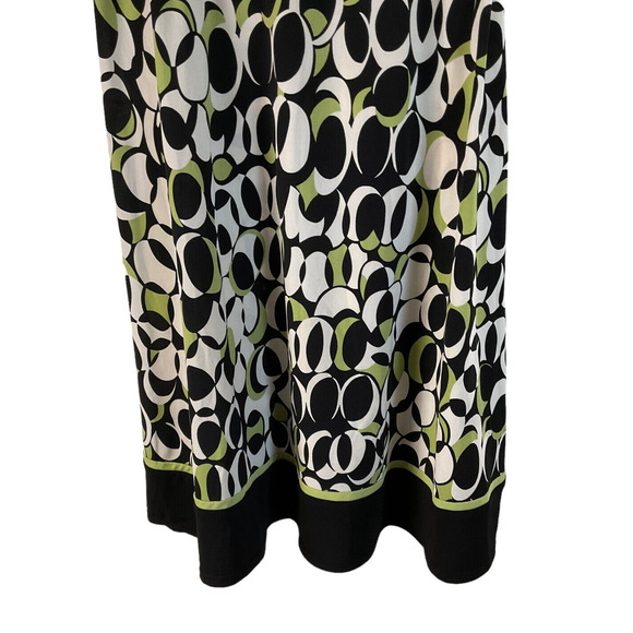 Studio I Petite Women's 12P Green Black White Abstract Print Dress - Picture 11 of 16